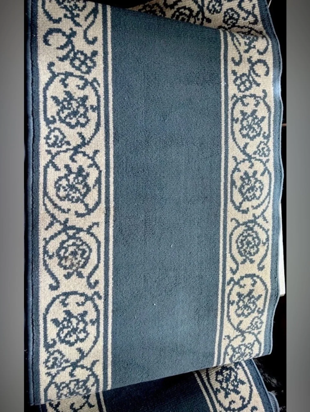 Blue Floral Border Hallway Runner Rug 85x22 Entryway Accent Carpet